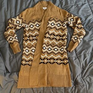 LOFT Tan Knit Cardigan- No buttons or belt.